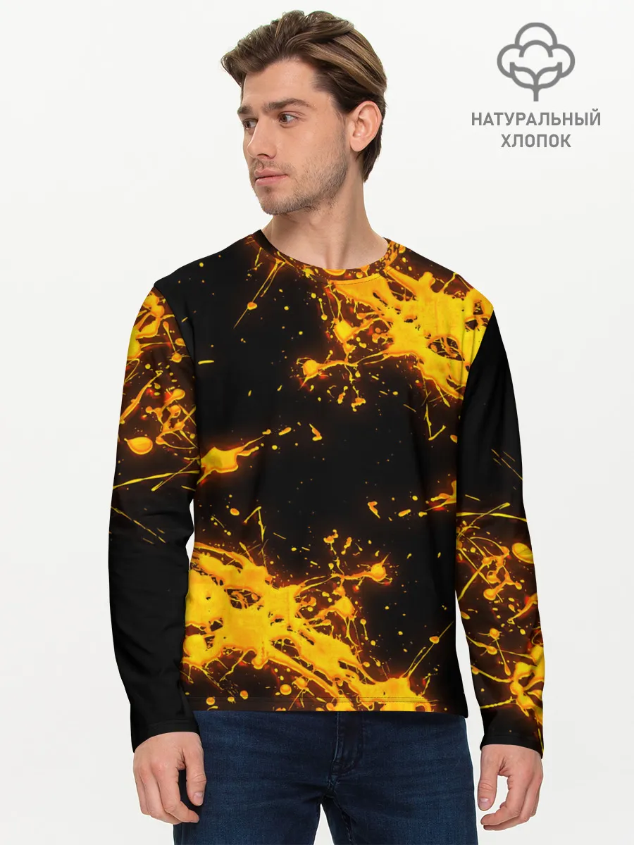 Мужской лонгслив базовый / БРЫЗГИ КРАСКИ NEON