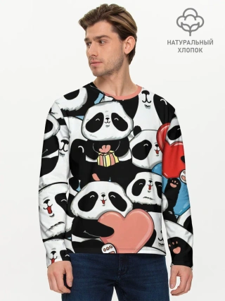 Мужской лонгслив базовый / Панды.