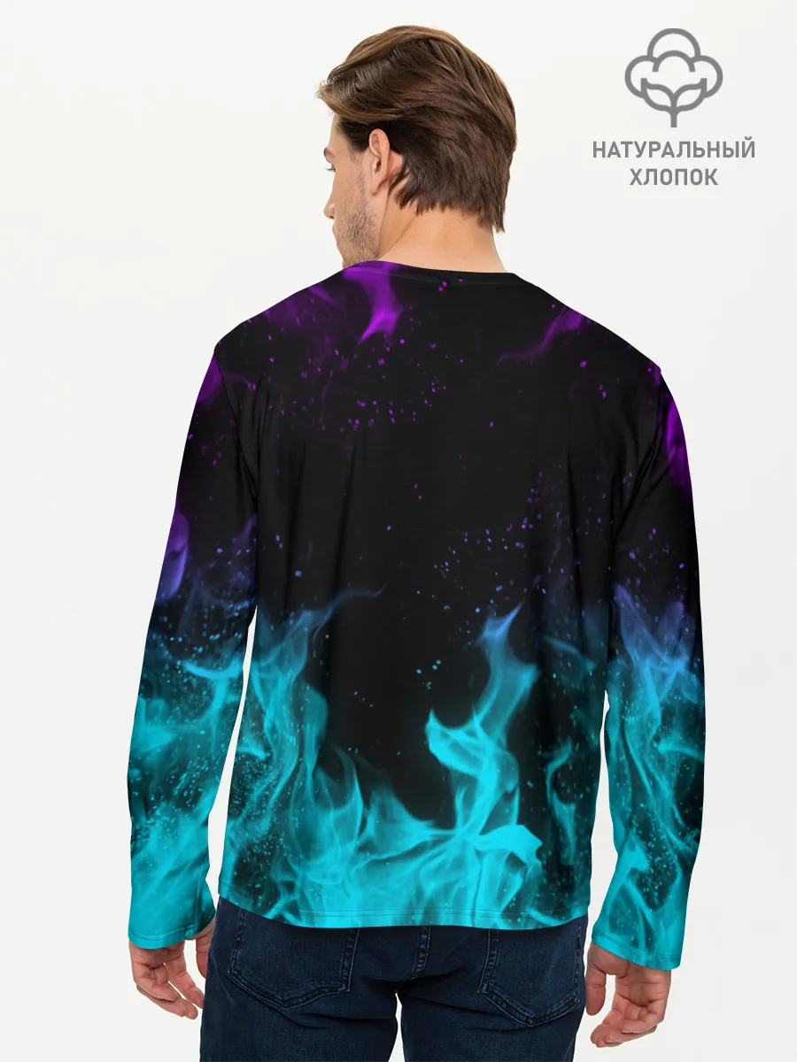 Мужской лонгслив базовый / НЕОНОВЫЙ ОГОНЬ | NEON FIRE