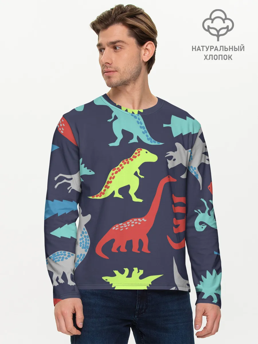 Мужской лонгслив базовый / Динозавры