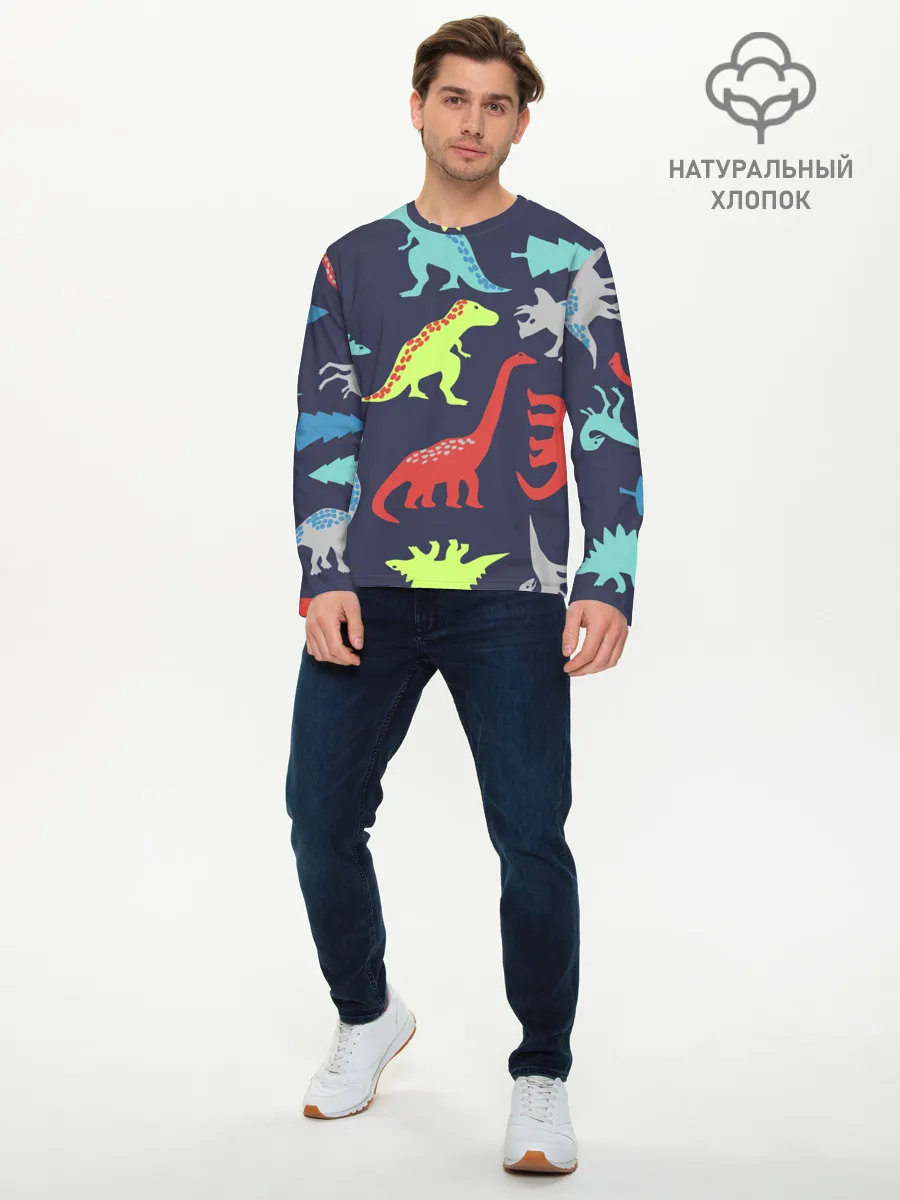 Мужской лонгслив базовый / Динозавры
