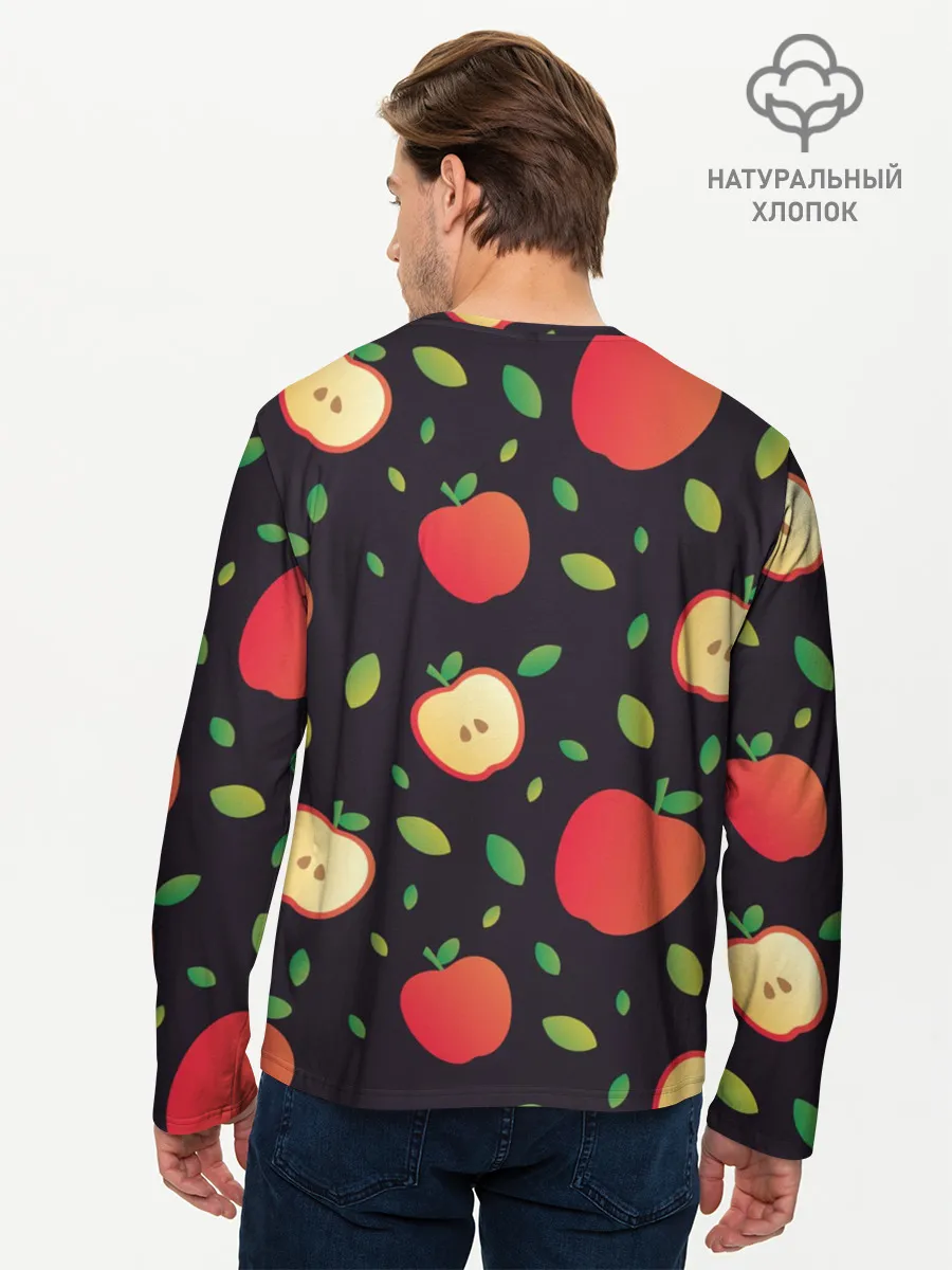 Мужской лонгслив базовый / Яблочный узор