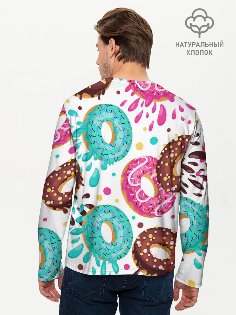 Мужской лонгслив базовый / Любитель пончиков