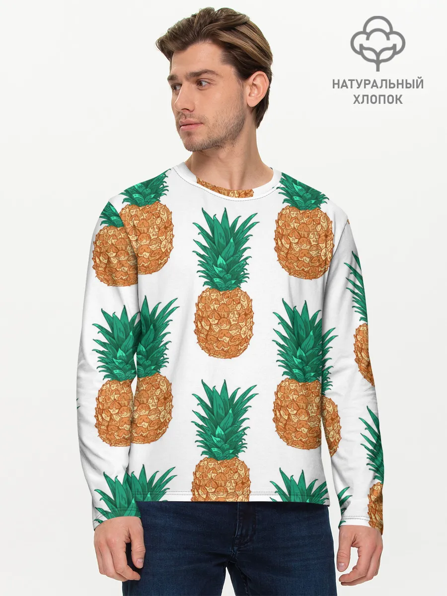 Мужской лонгслив базовый / Ананасовый арт