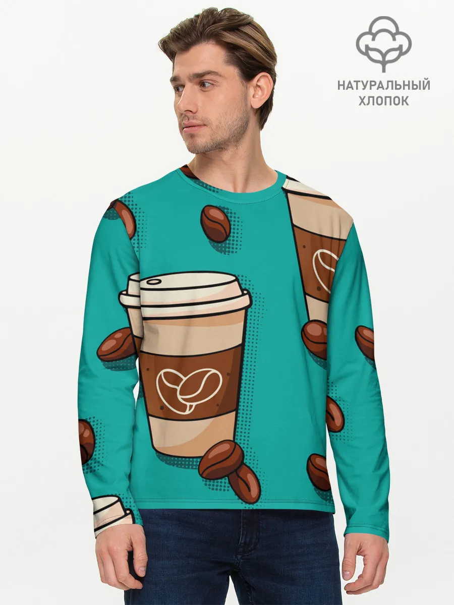 Мужской лонгслив базовый / Я ЛЮБЛЮ КОФЕ | I LOVE COFFEE