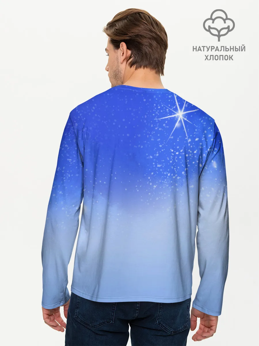 Мужской лонгслив базовый / Кот и космос