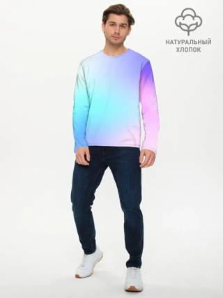 Мужской лонгслив базовый / небесно голубой градиентный