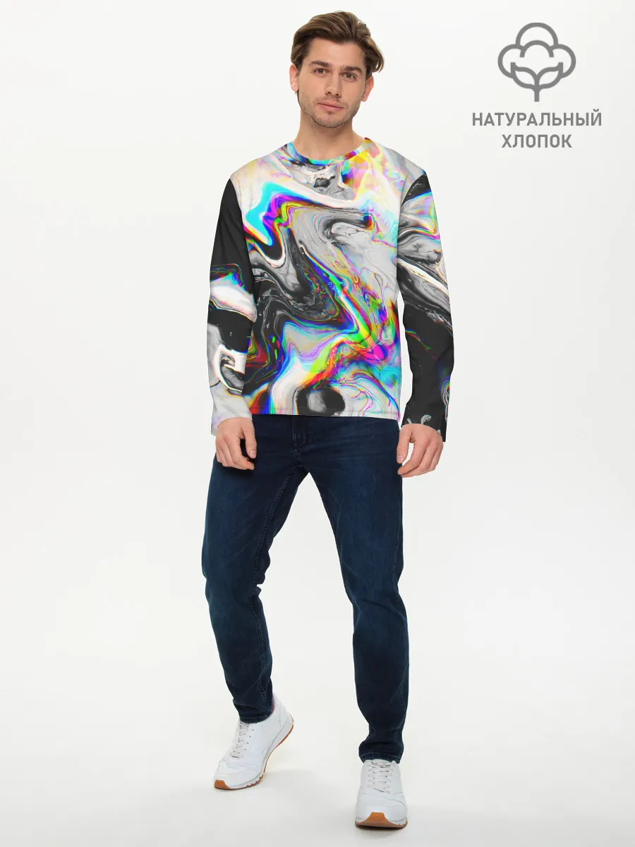 Мужской лонгслив базовый / DIGITAL ABSTRACT GLITCH | ГЛИТЧ
