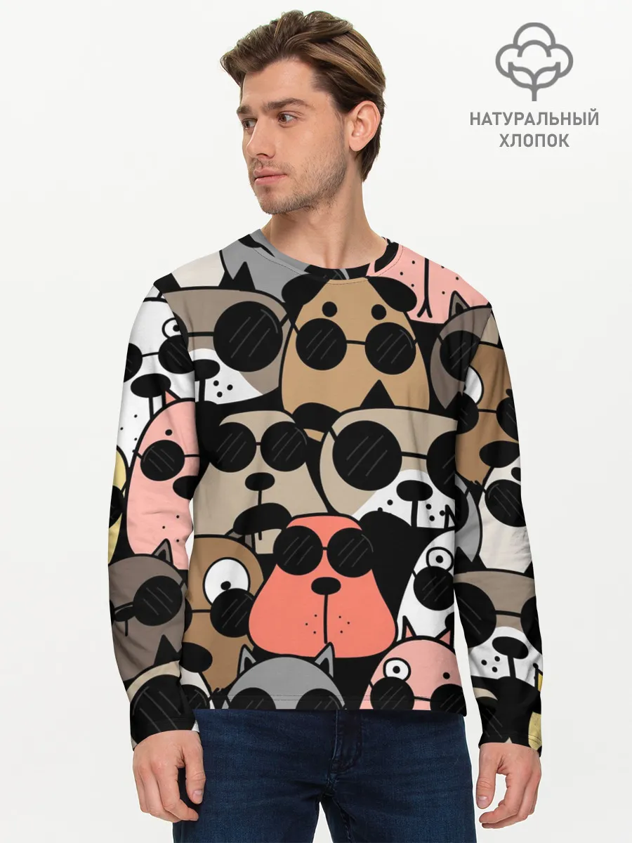 Мужской лонгслив базовый / Серьезные псы