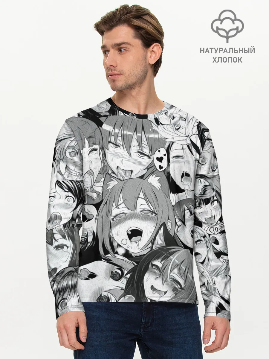 Мужской лонгслив базовый / AHEGAO monochrome