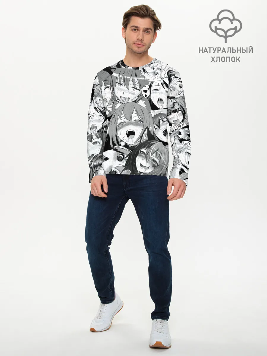 Мужской лонгслив базовый / AHEGAO monochrome