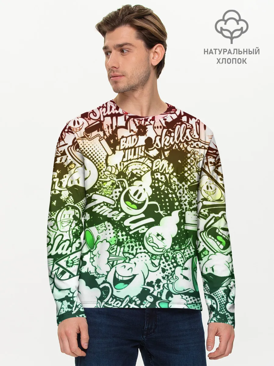 Мужской лонгслив базовый / Граффити