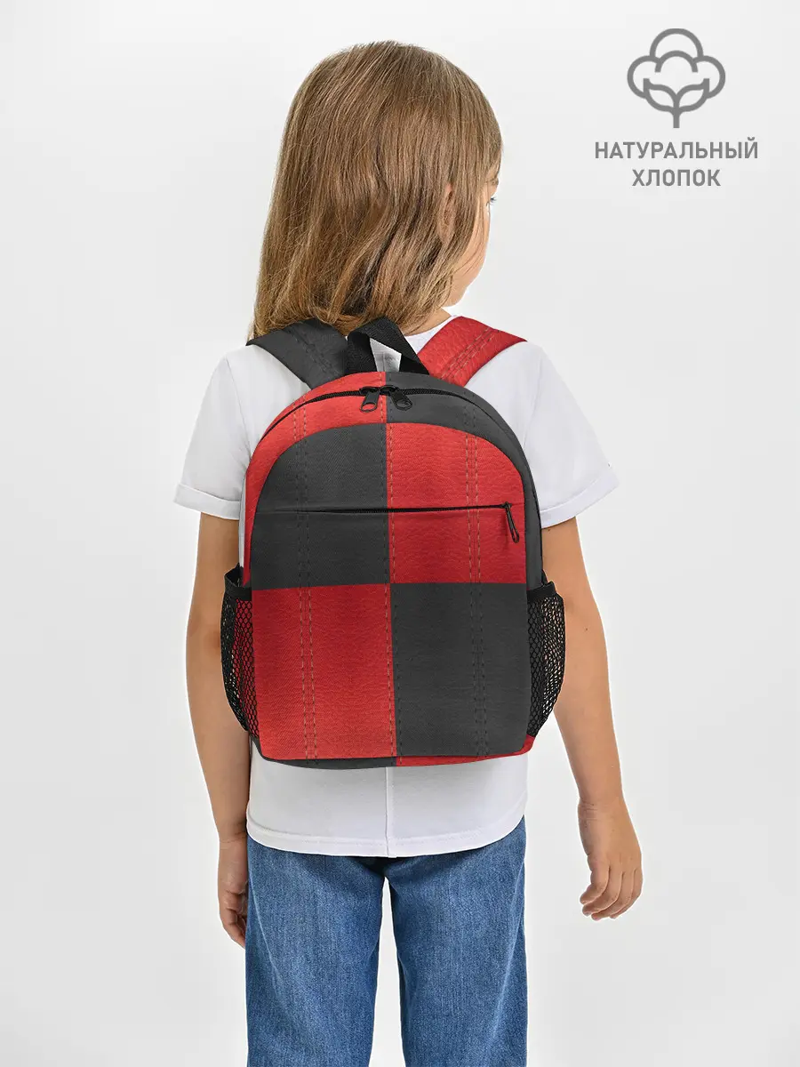 Рюкзак детский / Черно-красная Кожа