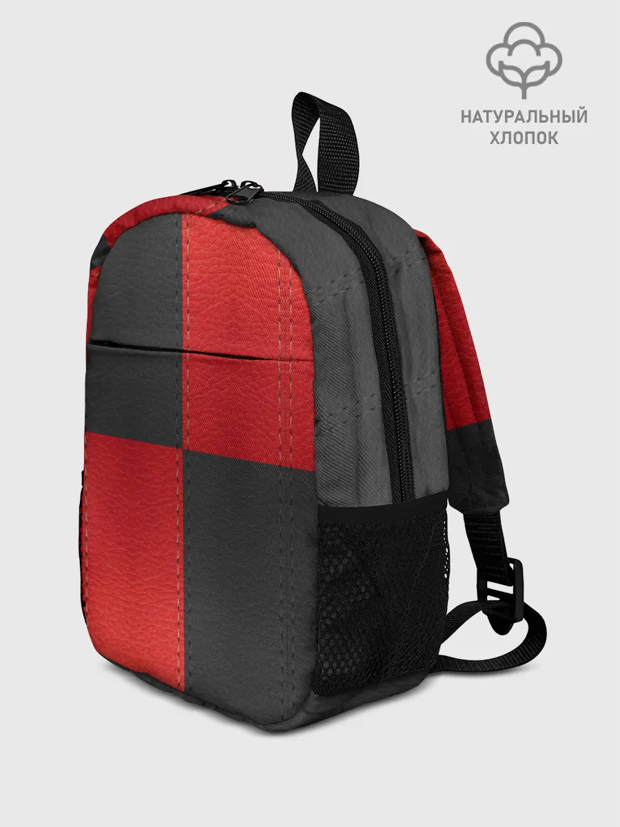 Рюкзак детский / Черно-красная Кожа