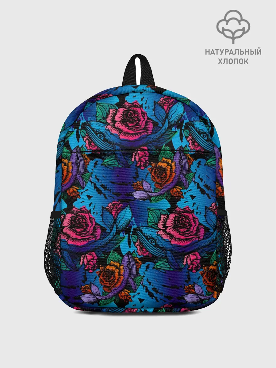 Рюкзак детский / Киты и цветы