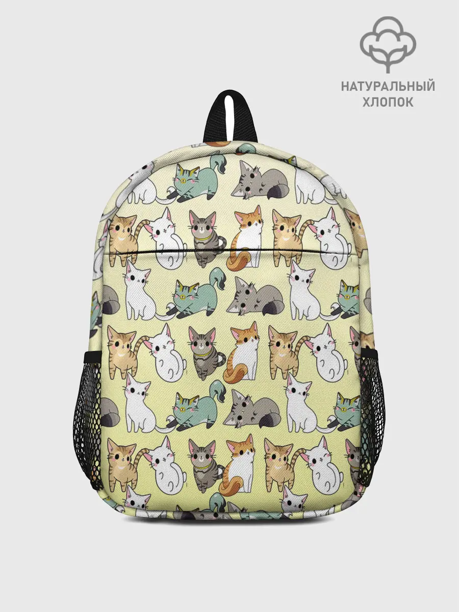 Рюкзак детский / мультяшные котики на желтом мя