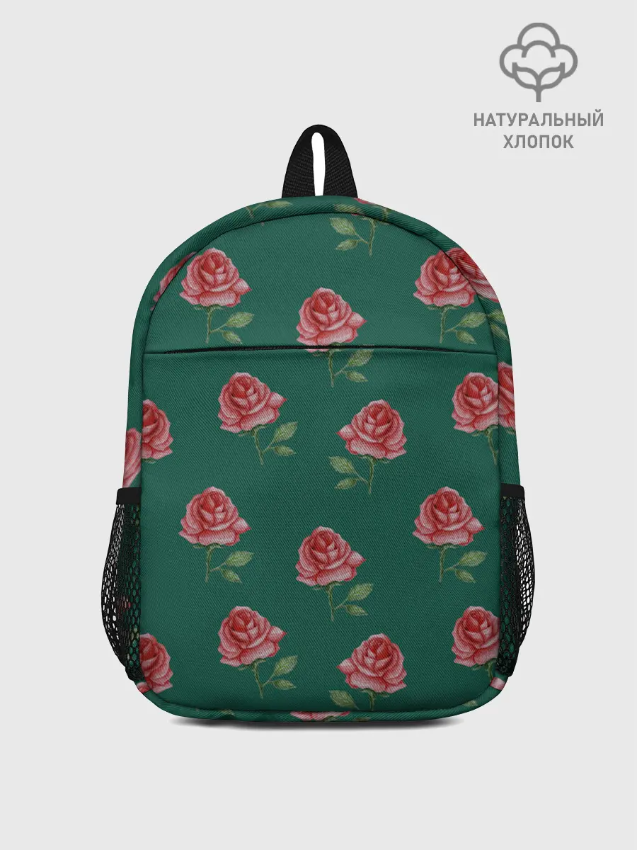 Рюкзак детский / Розы на зеленом фоне