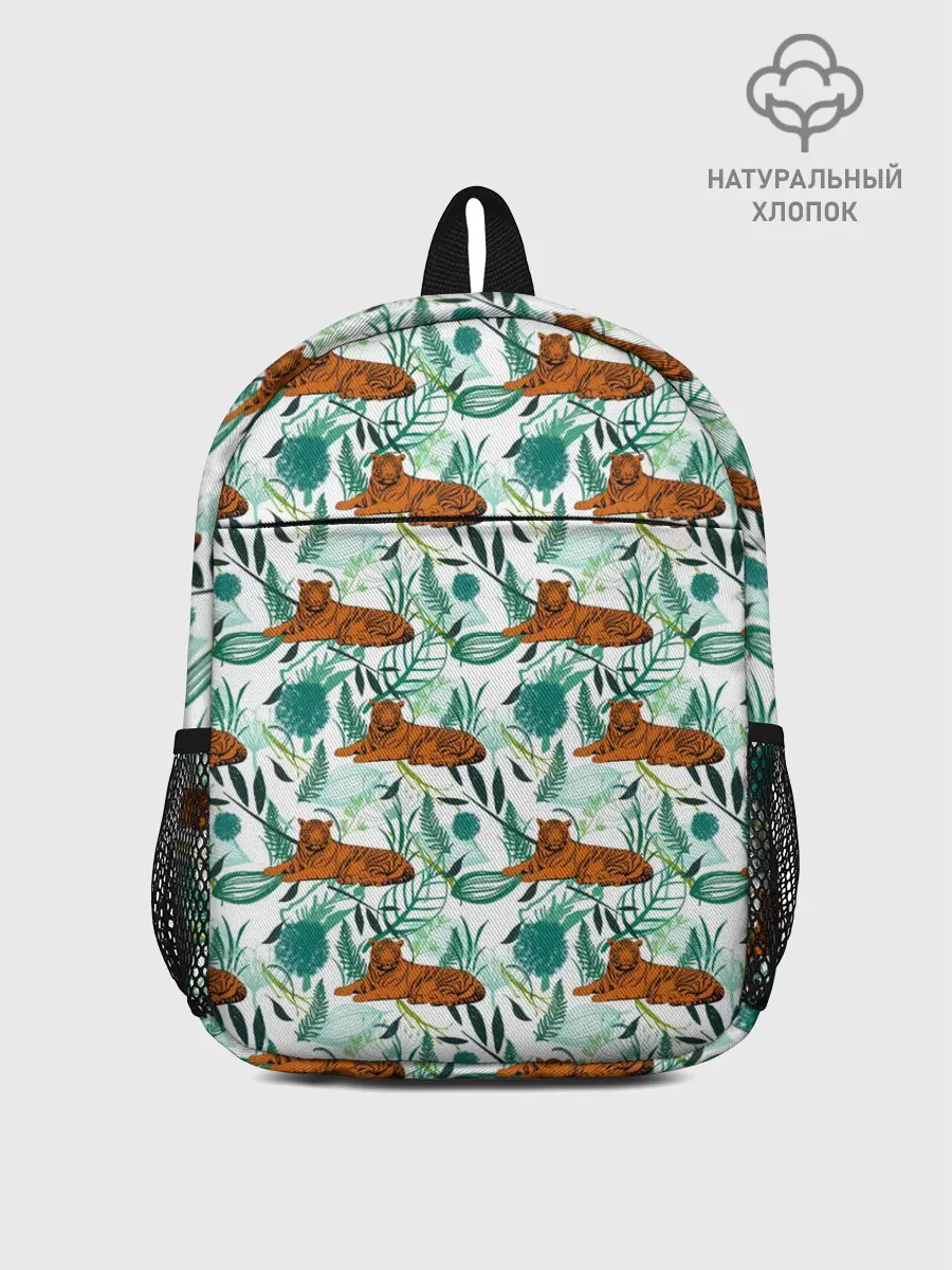 Рюкзак детский / Цветы и Тигр Паттерн