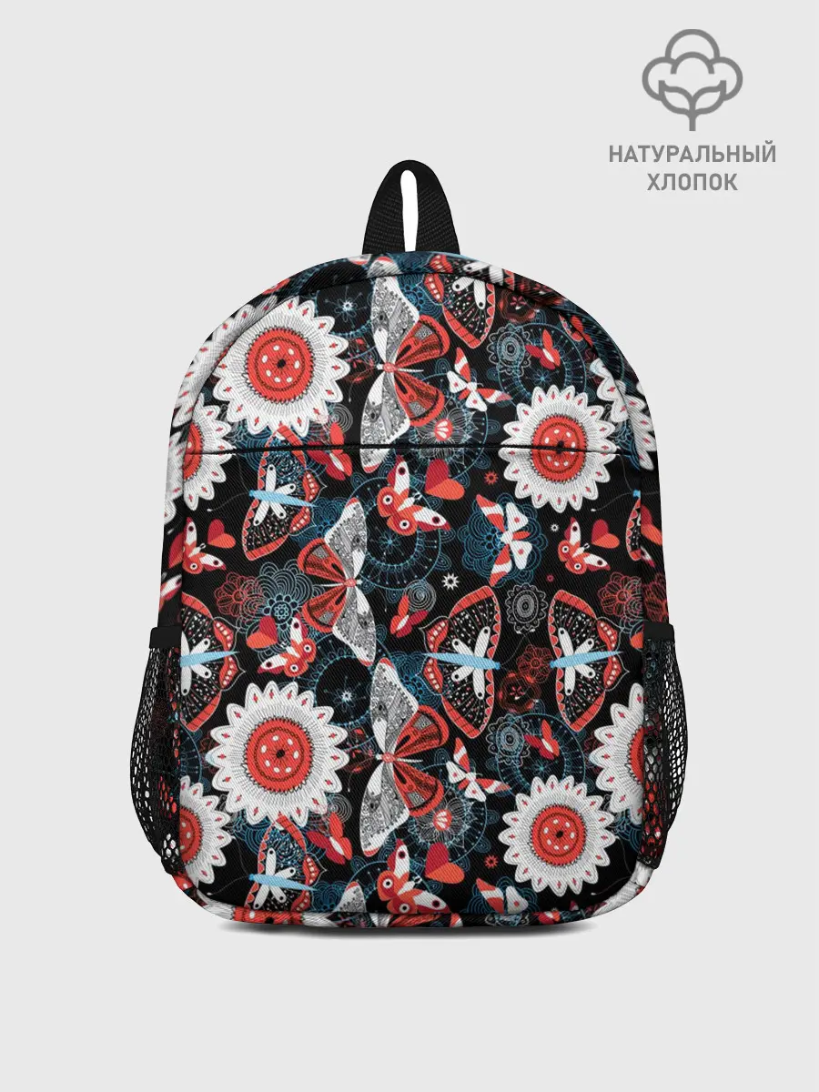 Рюкзак детский / Паттерн из Бабочек с Цветами