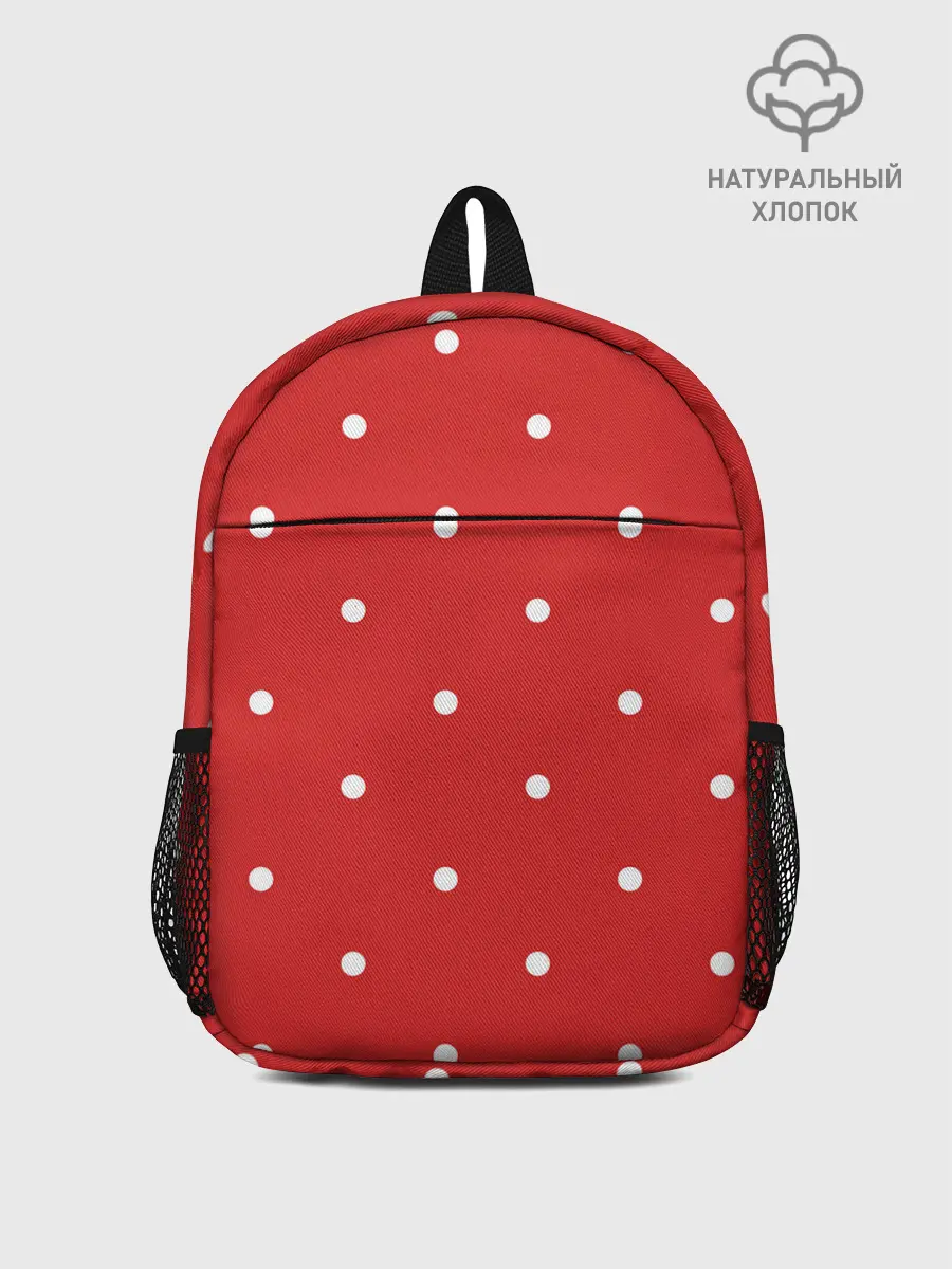 Рюкзак детский / Белый горошек на красном фоне