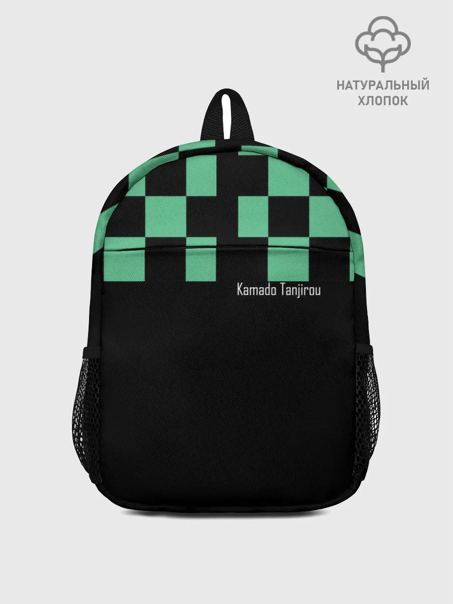 Рюкзак детский / Kamado Tanjiro зеленые квадраты