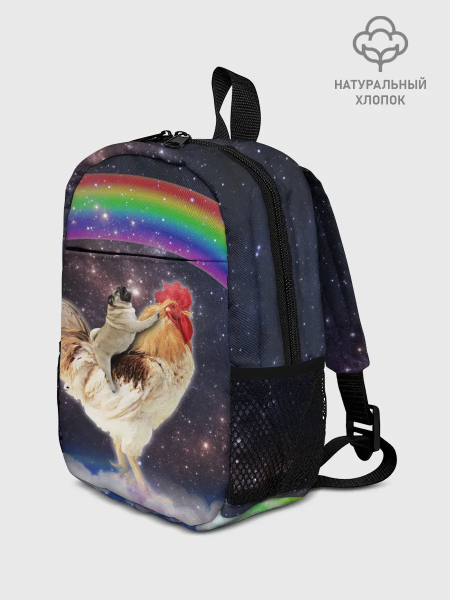 Рюкзак детский / Мопс на курице в космосе