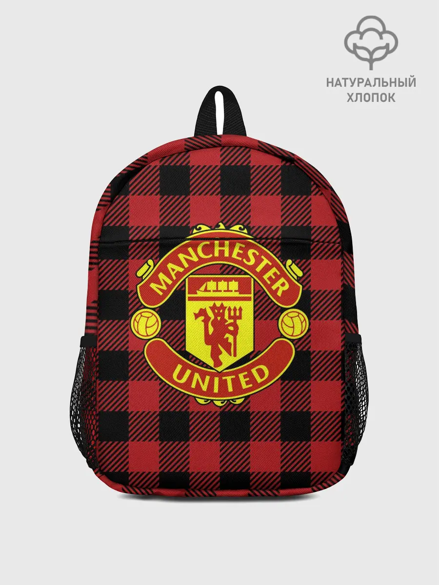 Рюкзак детский / Манчестер Юнайтед фон в клетку