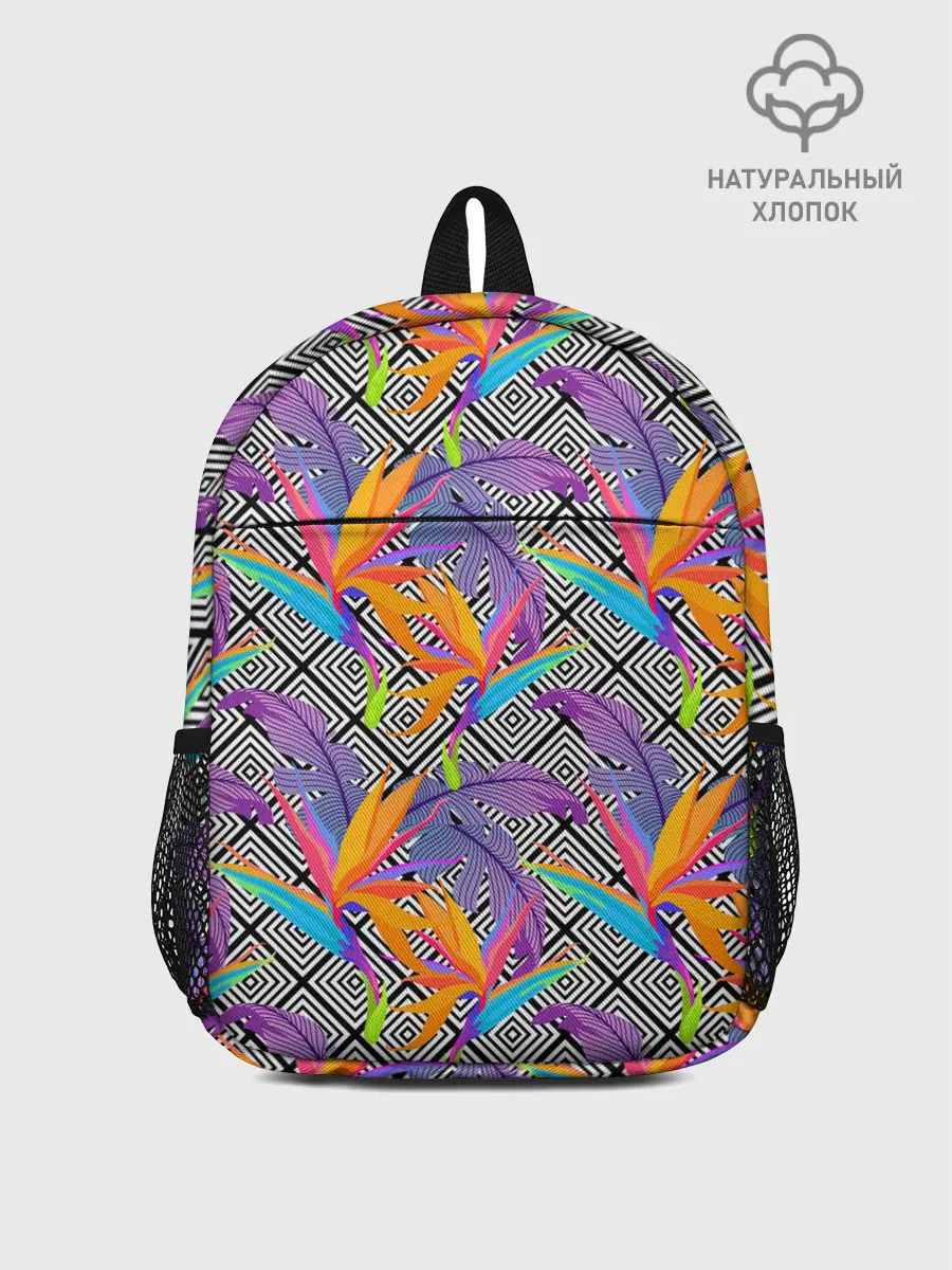 Рюкзак детский / Тропические цветы и узоры