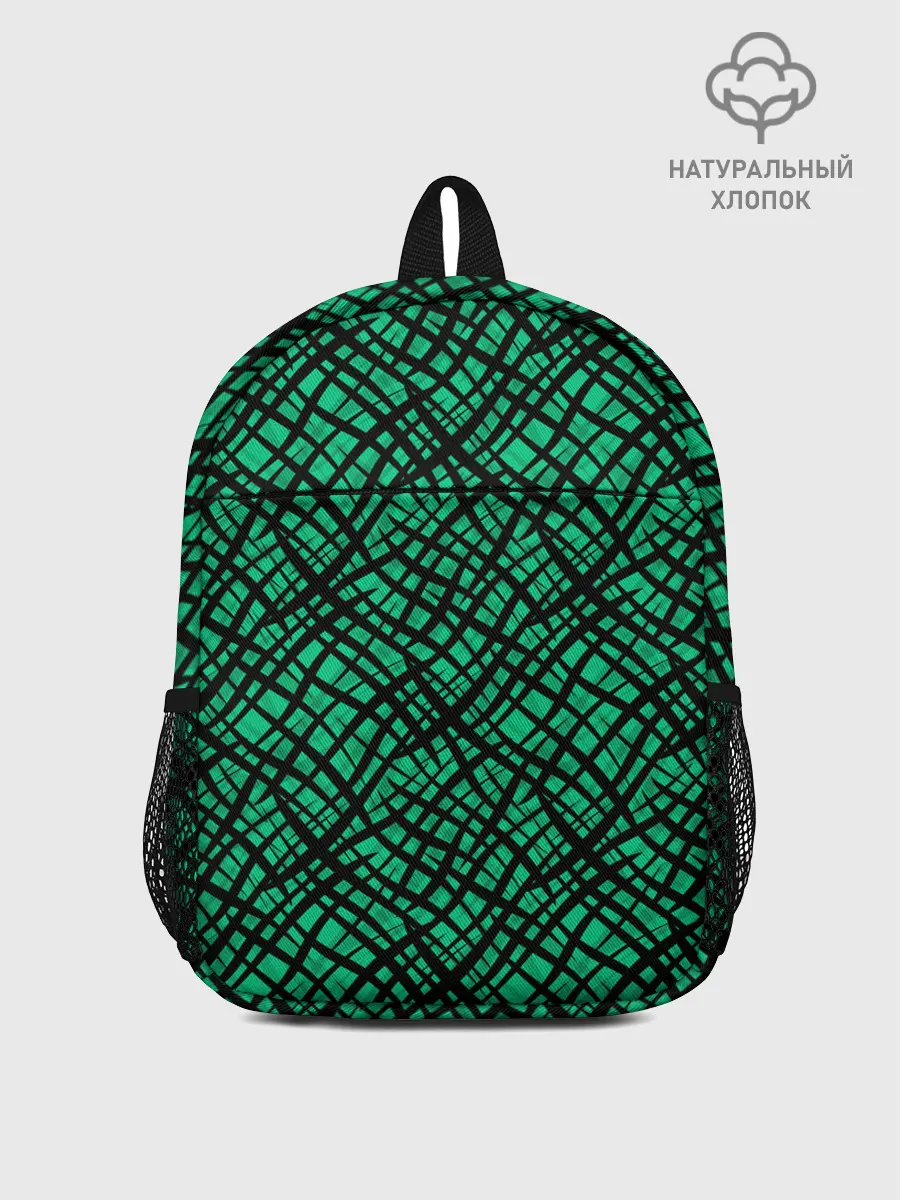 Рюкзак детский / Абстрактный зелено-черный узор