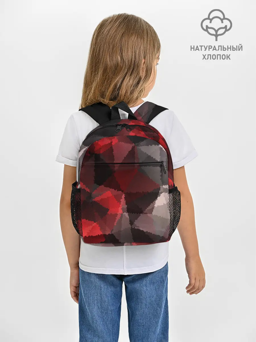 Рюкзак детский / Серо-красная абстракция