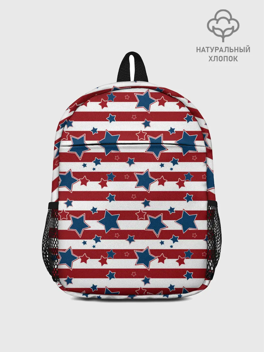 Рюкзак детский / Синие звезды на полосатом фоне