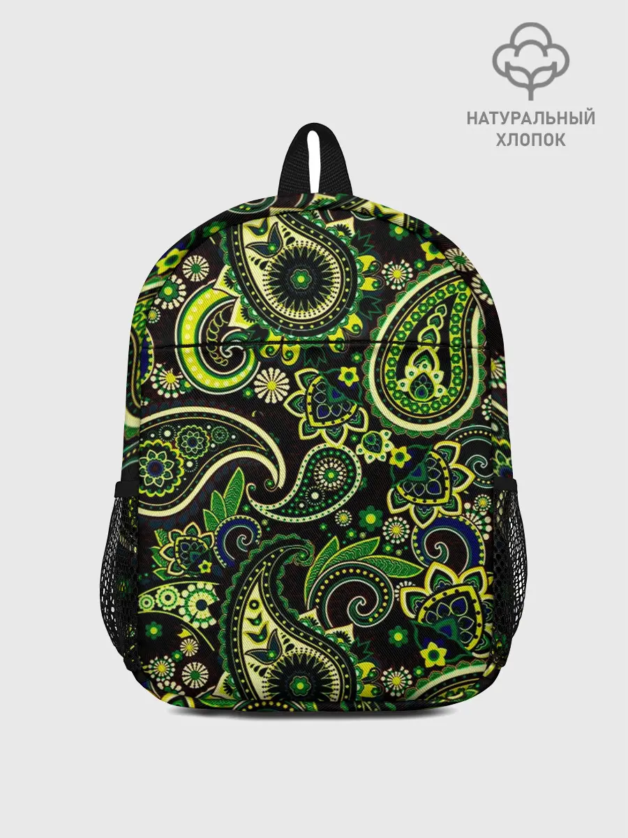 Рюкзак детский / Ярко зеленые славянские узоры