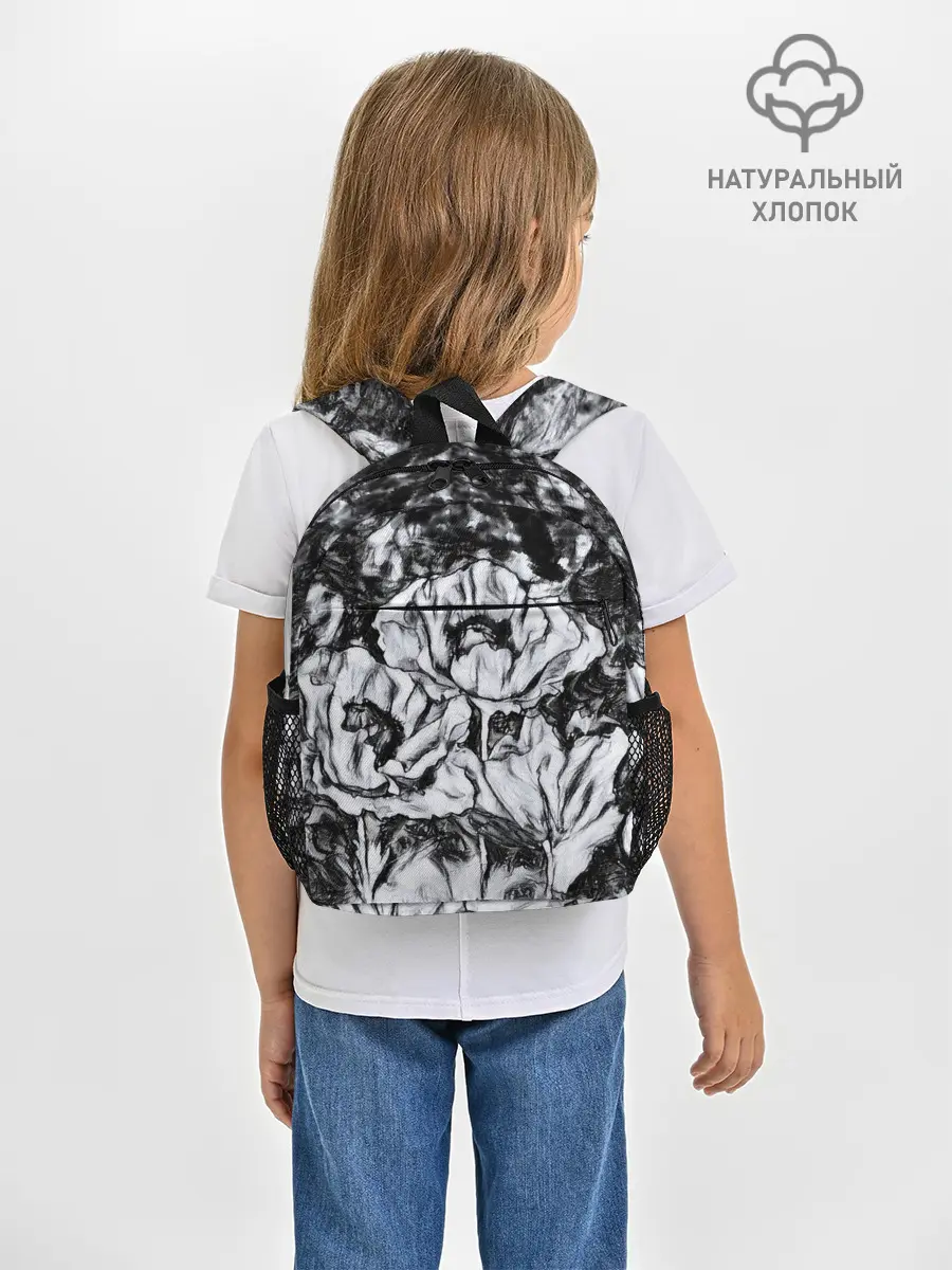 Рюкзак детский / Черно-белый узор. Маки.