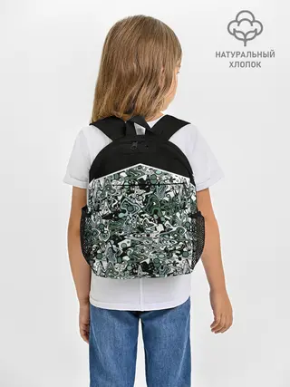 Рюкзак детский / Черно-зеленые каракули