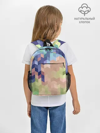 Рюкзак детский / Абстрактный бежево-синий узор