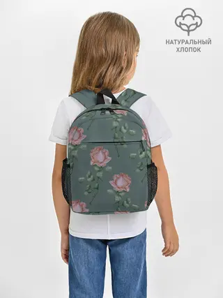Рюкзак детский / Красные розы на зеленом фоне
