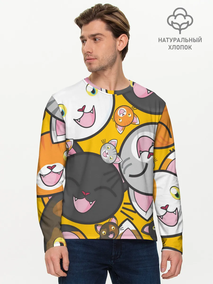 Мужской лонгслив базовый / КОТЫ