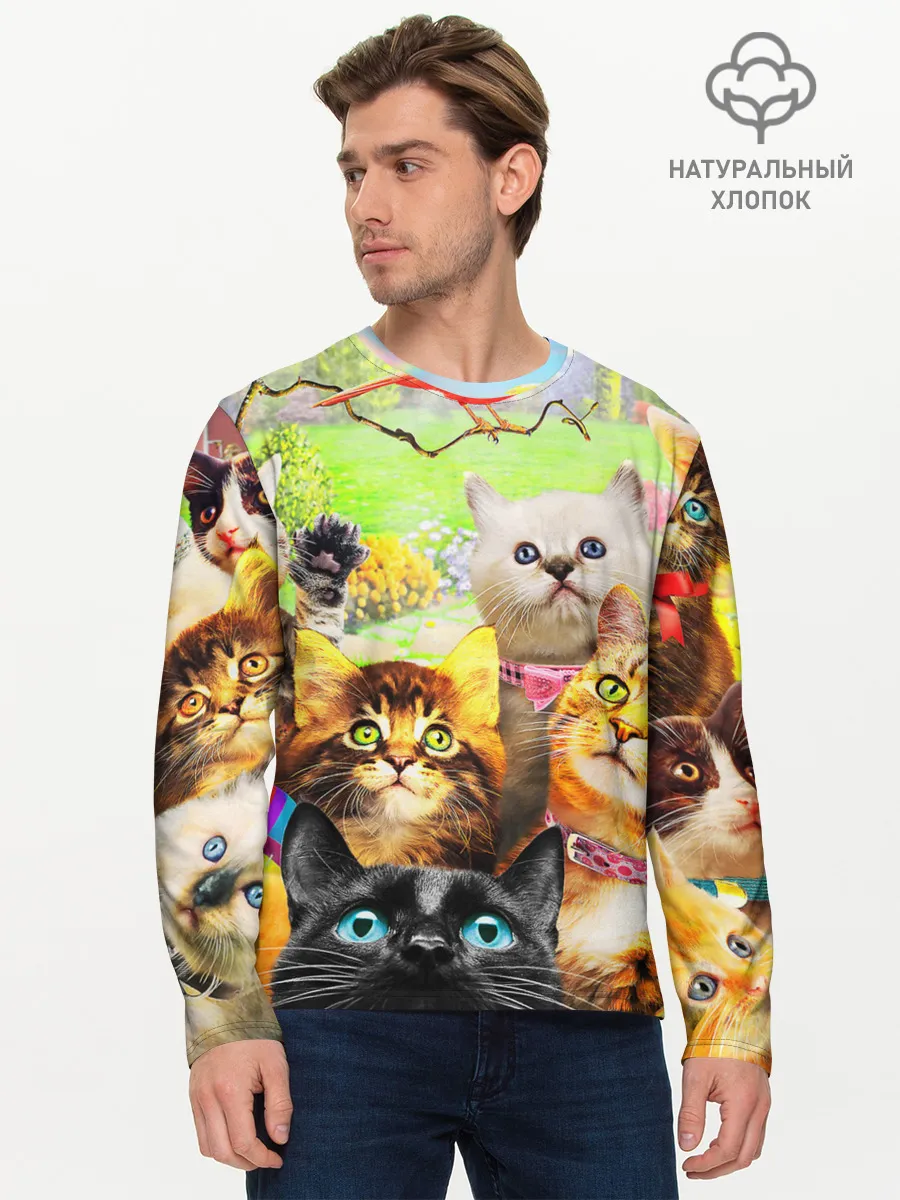 Мужской лонгслив базовый / КОТЫ