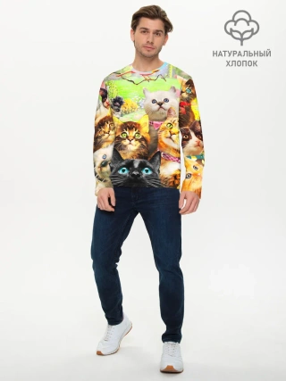 Мужской лонгслив базовый / КОТЫ