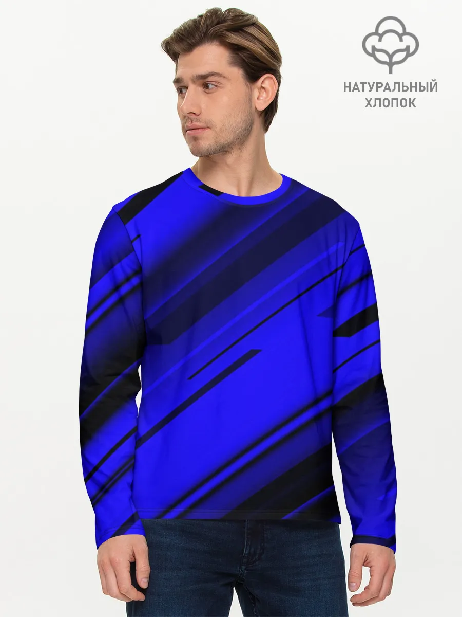 Мужской лонгслив базовый / Blue and Black