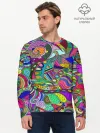 Мужской лонгслив базовый / Дудлы узор разноцветный хиппи