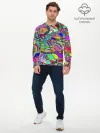 Мужской лонгслив базовый / Дудлы узор разноцветный хиппи