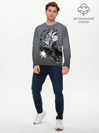 Мужской лонгслив базовый / Cat Sonic