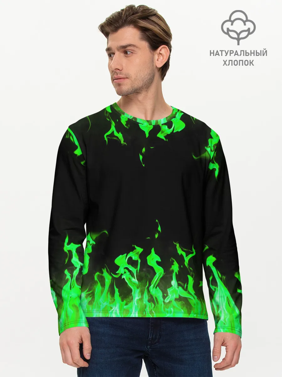 Мужской лонгслив базовый / GREEN FIRE | ОГОНЬ