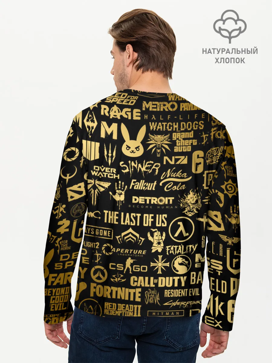 Мужской лонгслив базовый / ЛОГОТИПЫ ИГР ЗОЛОТО | GOLDEN