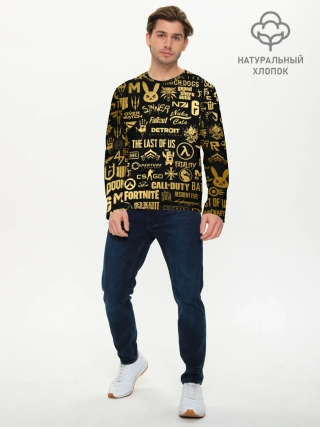 Мужской лонгслив базовый / ЛОГОТИПЫ ИГР ЗОЛОТО | GOLDEN