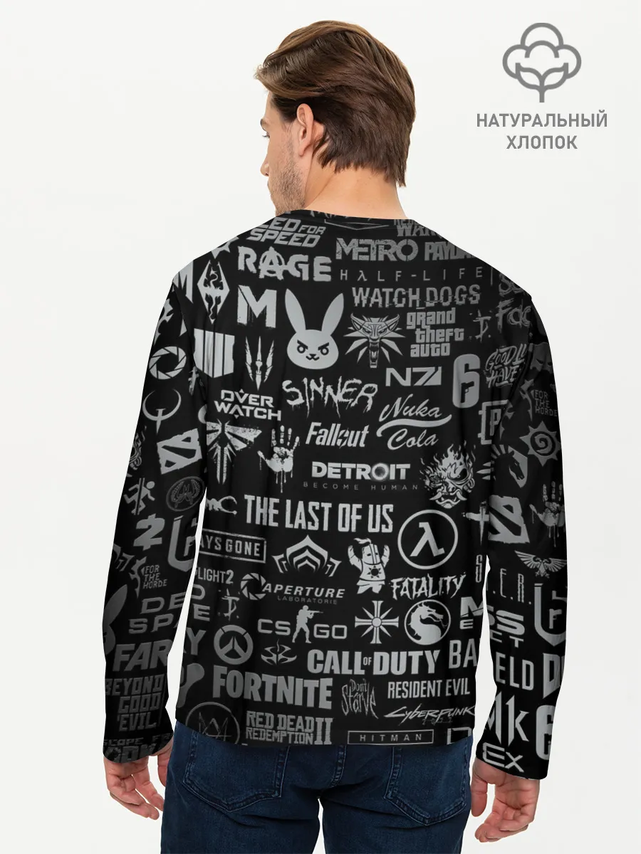 Мужской лонгслив базовый / ЛОГОТИПЫ ИГР / LOGO GAMES