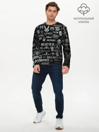 Мужской лонгслив базовый / ЛОГОТИПЫ ИГР / LOGO GAMES