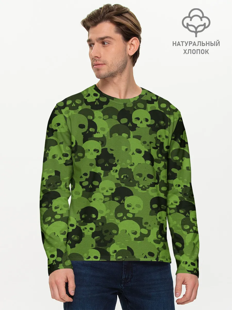 Мужской лонгслив базовый / Камуфляж Черепа | Текстура