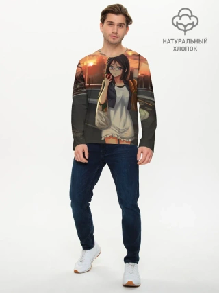 Мужской лонгслив базовый / Девочка с продуктами